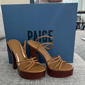 PAIGE Tan Strappy Platform Heels